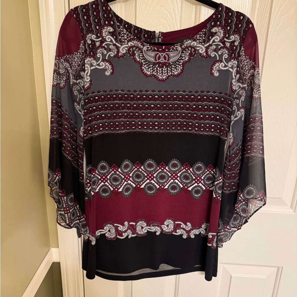 Elegant Alfani Women's Top in Burgundy and Black